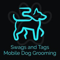 Swags and tags mobile dog grooming logo